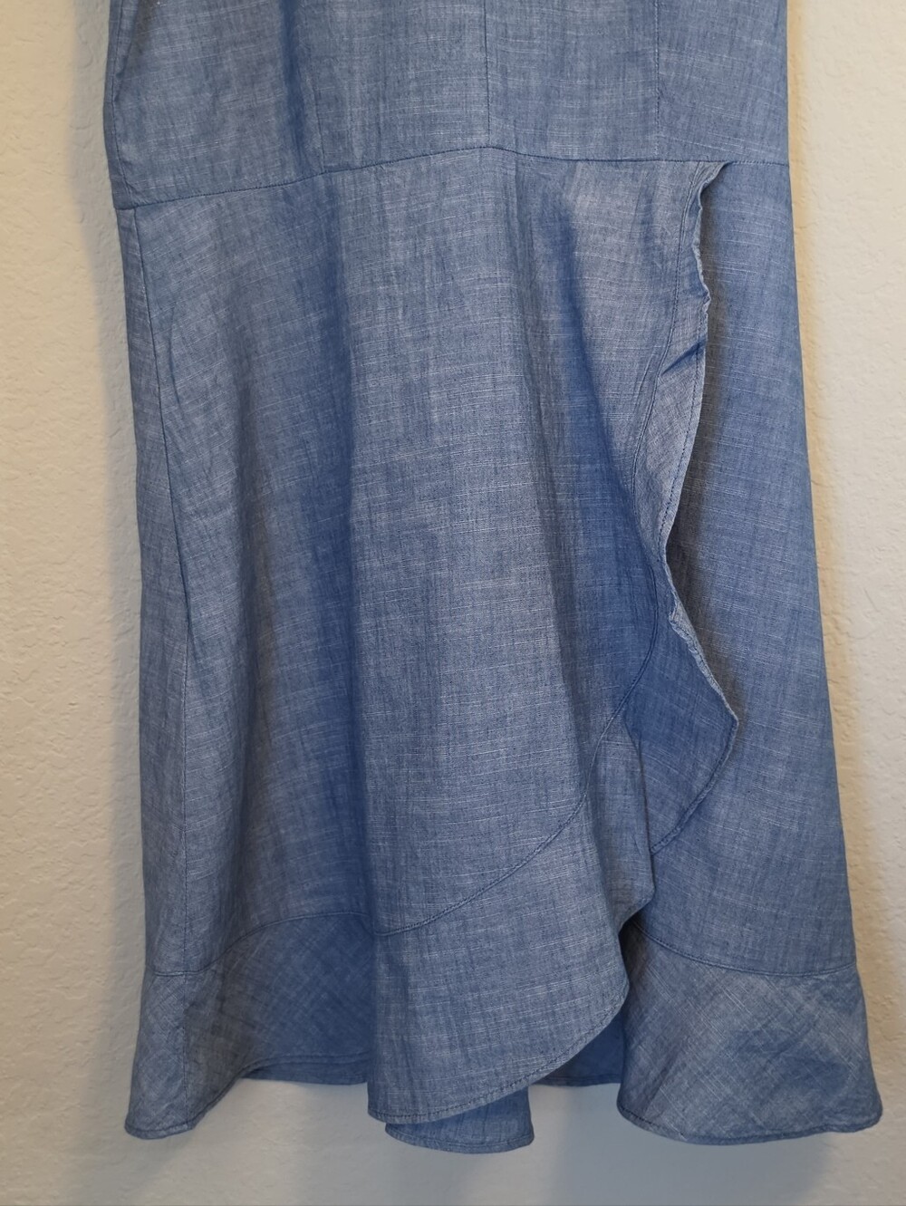 J. Crew Chambray Dress Womens 10 Cap Sleeve Faux Wrap Summer Brunch Cottagecore - Picture 8 of 11